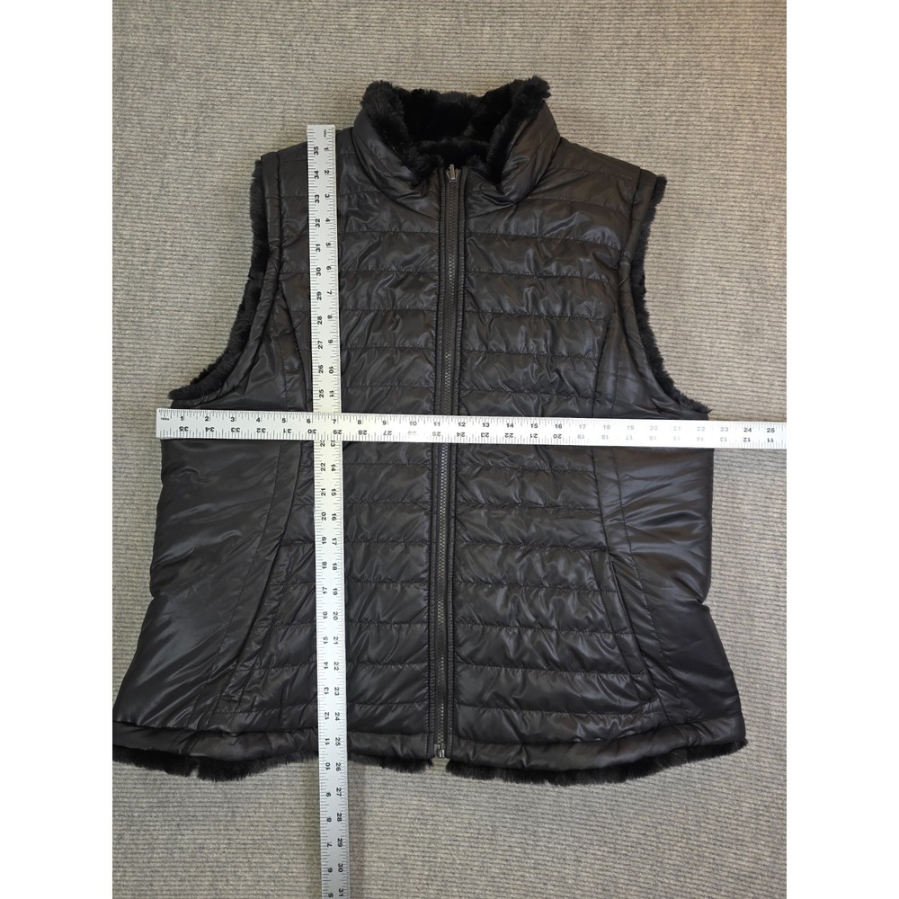 Nicole Miller Womens Reversible Faux Fur Quilted Vest Sleeveless Jacket Sz XL - Picture 5 of 12